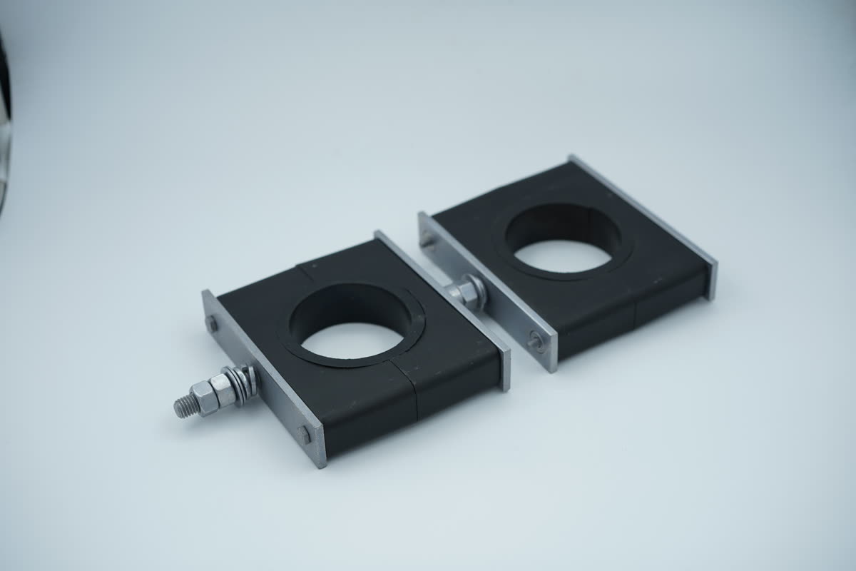EQ orientable swivel wind turbine clamp pair with zinc-nickel bracket for adjustable nacelle cable routing